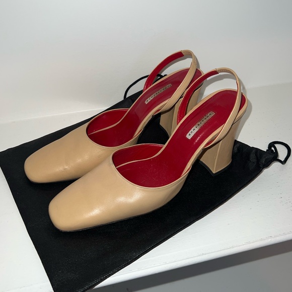 Dorateymur Beige Leather Slingback Pump - 40 / 9.5-10 US womens - Picture 3 of 9